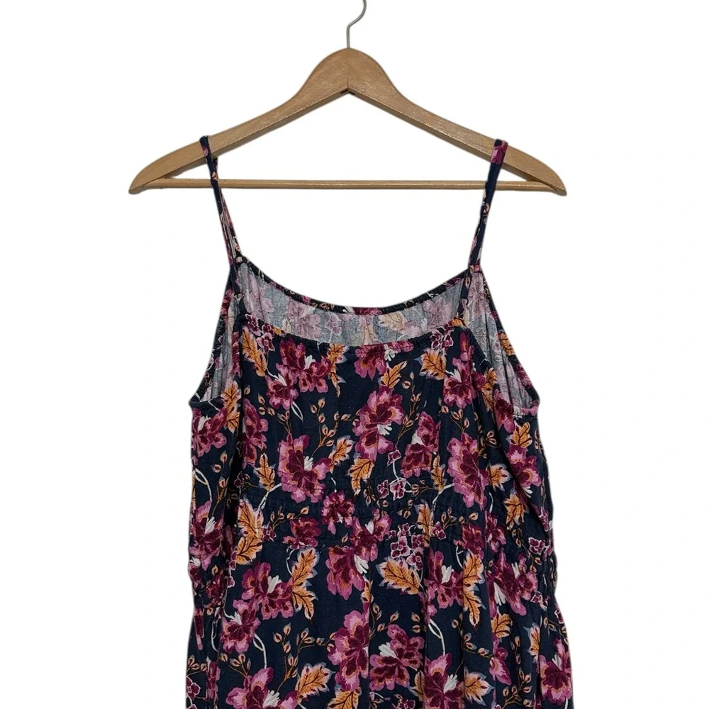 Old Navy Midi Cami Dress Size 2X Navy Pink Floral Pockets - Picture 9 of 12